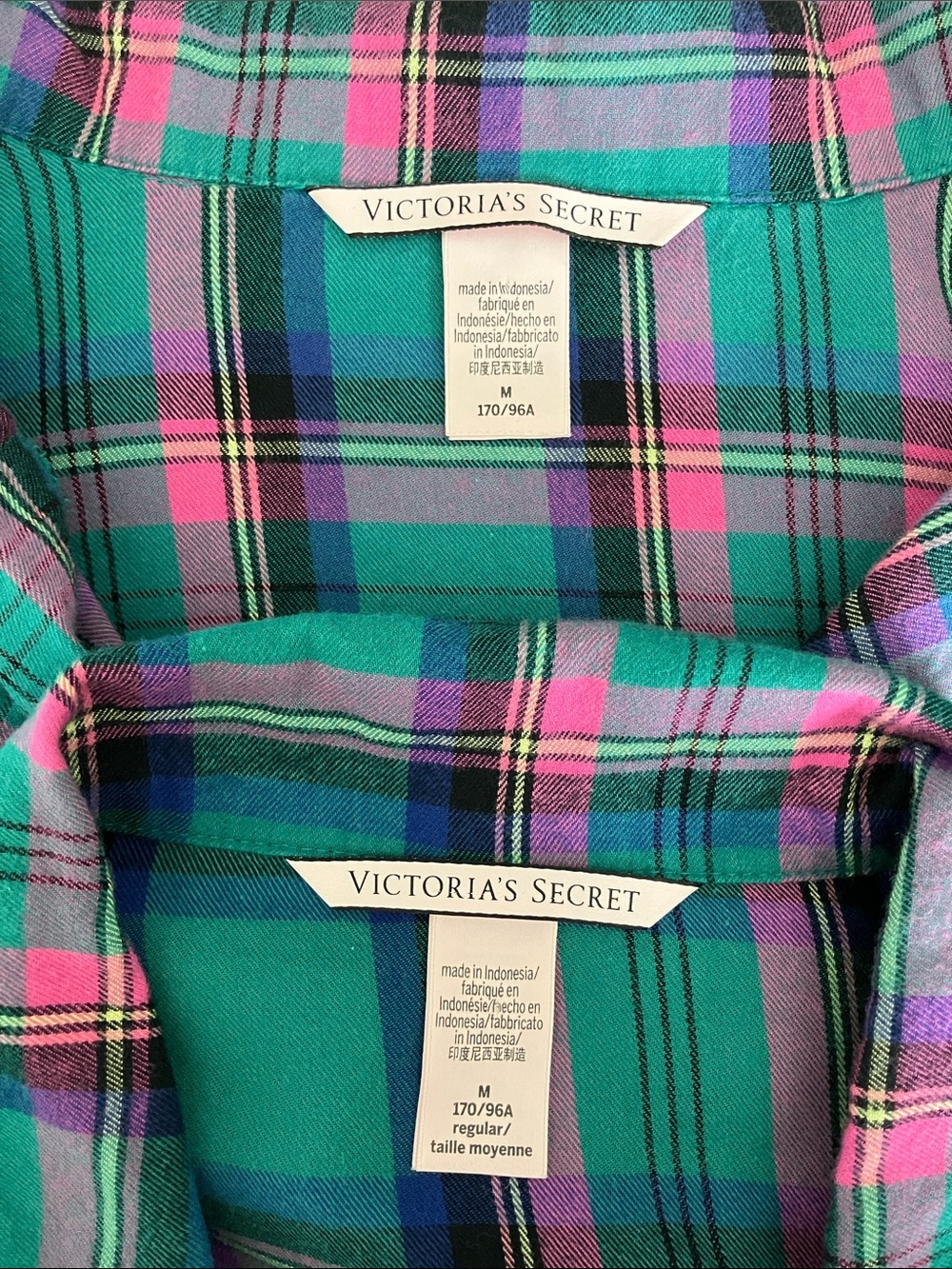 Victoria's Secret Pajama Sleep Shirt Bundle 2 Cotton Modal Plaid Women's Size M - Picture 10 of 15
